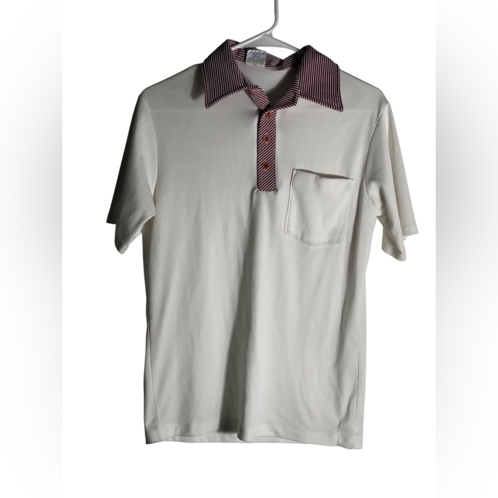 Vintage 70’s Jim McClane shirt sleeve polo shirt Size Small textured collar